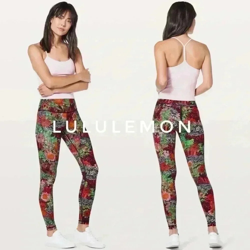 Lululemon time to sweat zen garden mutual leggings floral size 4 full length 25”